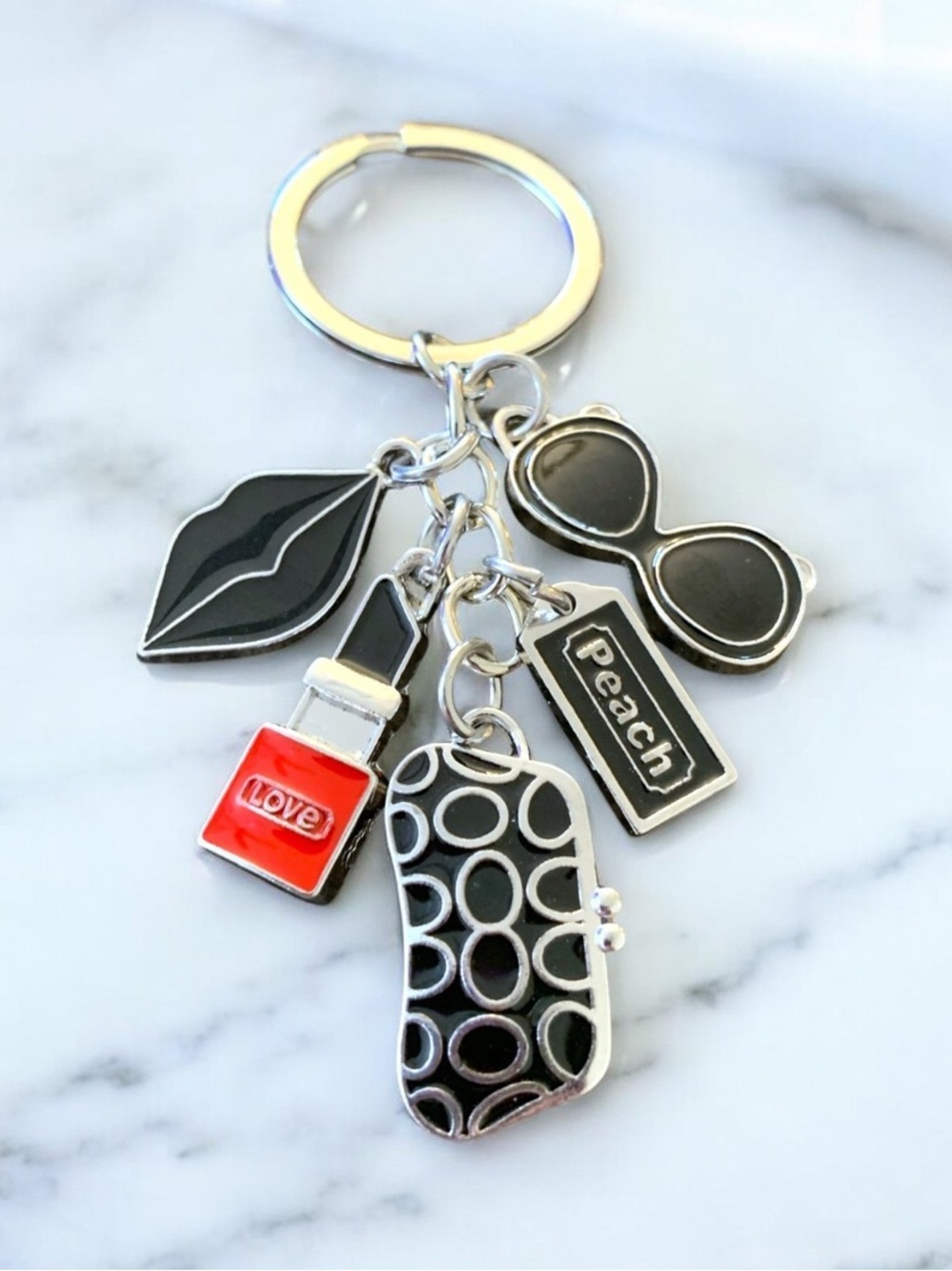 NEW Modern Day Woman Purse Bag Charm Keychain - Black